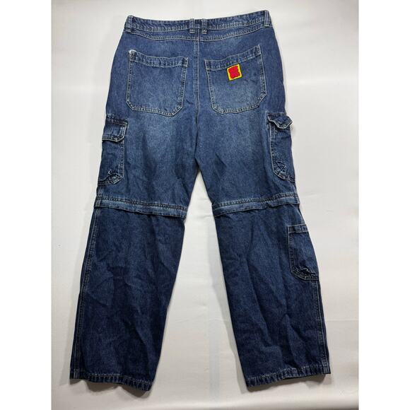 Empyre Men's Wide Leg Zip Off Cargo Denim Skate Jeans - Size 34 (35x29.5) - Picture 3 of 6
